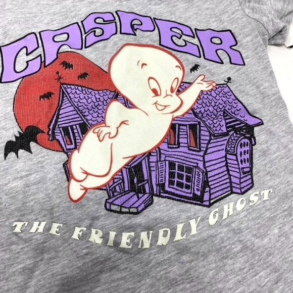 Girls' Casper the Friendly Ghost Halloween Short Sleeve Graphic T-Shirt Heather - Picture 2 of 7